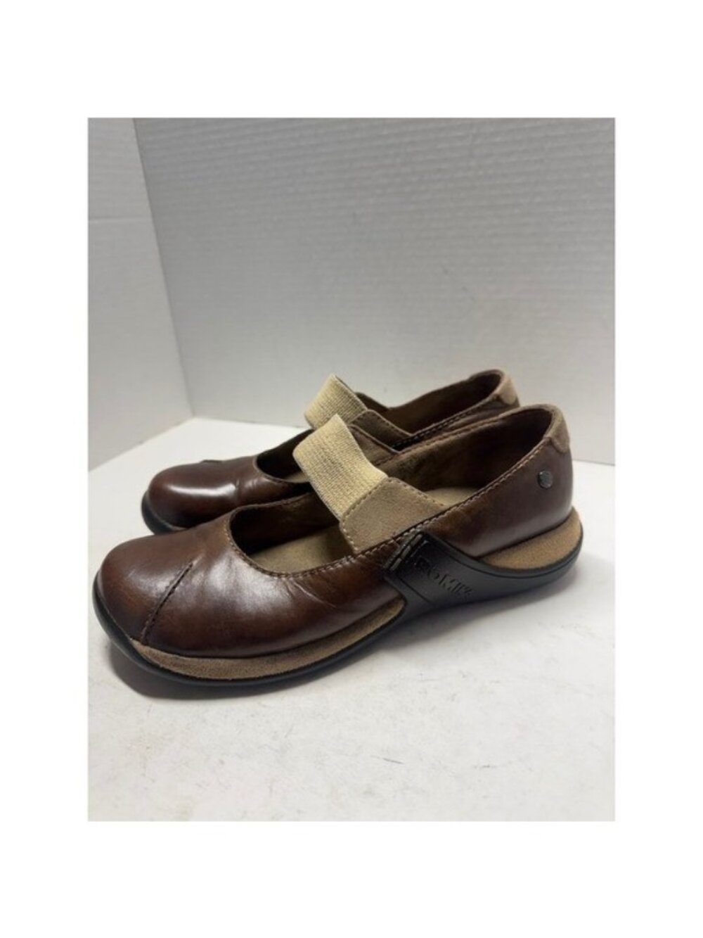Romika Milla 72 Brown Leather Mary Jane Elastic Strap Flats Shoes EU 38 US 7.5